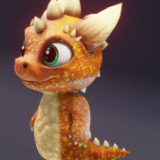 Cartoon Orange Dinosaur 3D Model – Animated Character