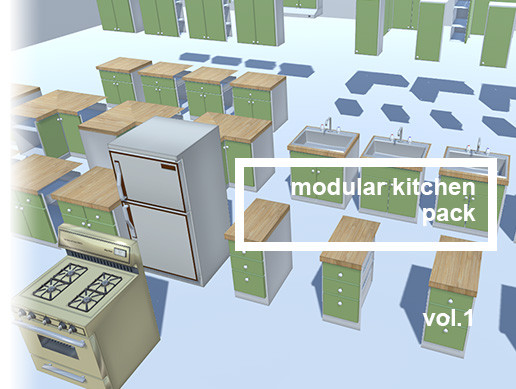 Kitchen Unity Box Modular Kitchen Pack vol.1 | 3D Interior | Unity Asset Store