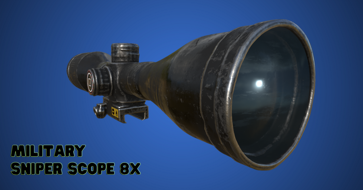 Pre Keyed Scope Military Sniper Scope 8X Model | 3D Props | Unity Asset Store