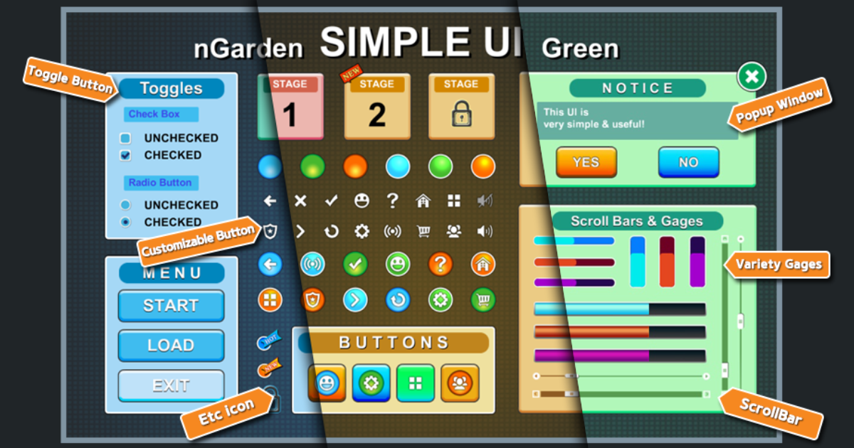 nGarden Simple UI Pack | 2D GUI | Unity Asset Store