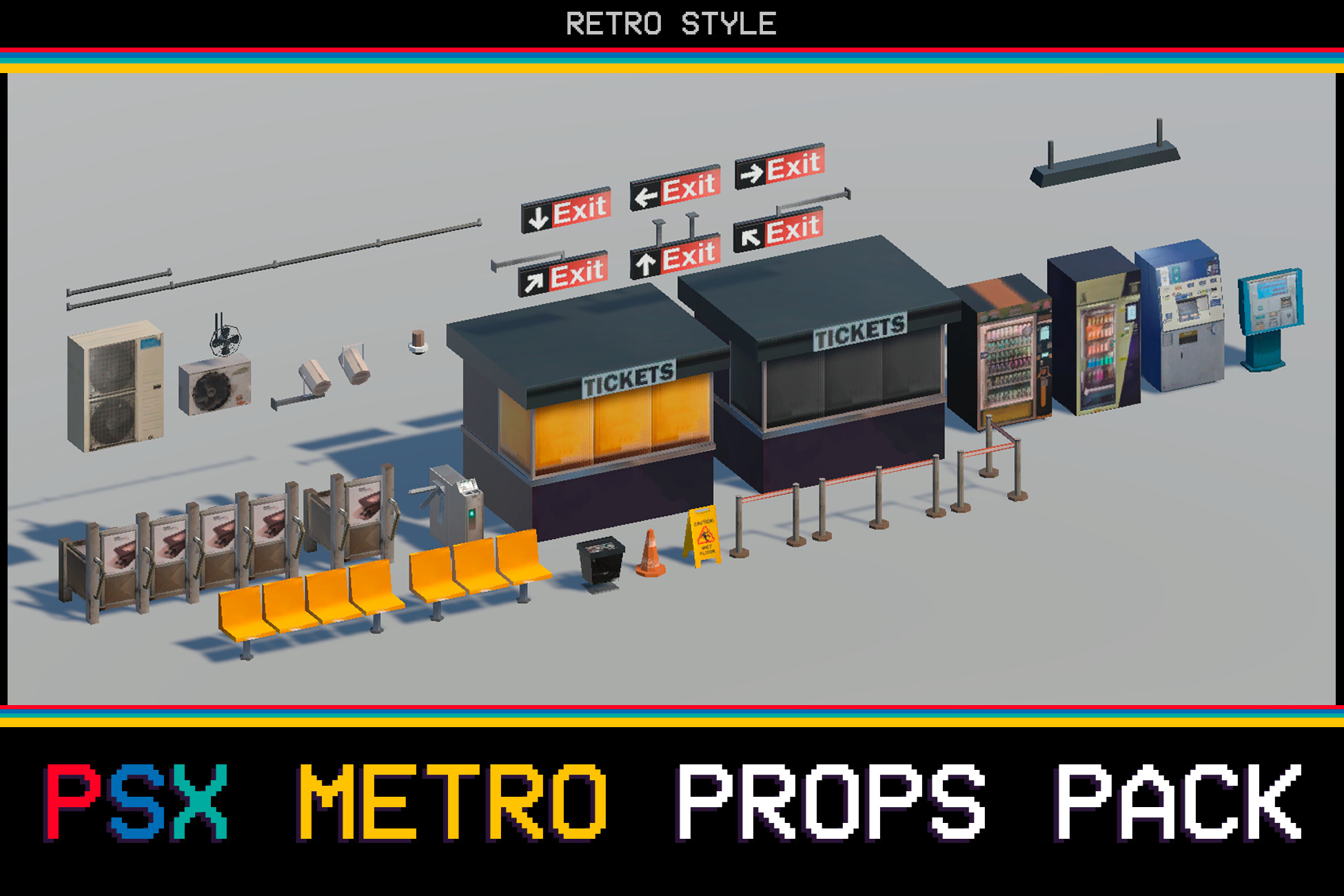 PSX Metro Props Pack | 3D Interior | Unity Asset Store