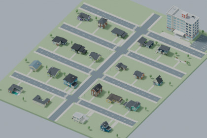 Stylized Neighborhood - 22 Low Poly Buildings