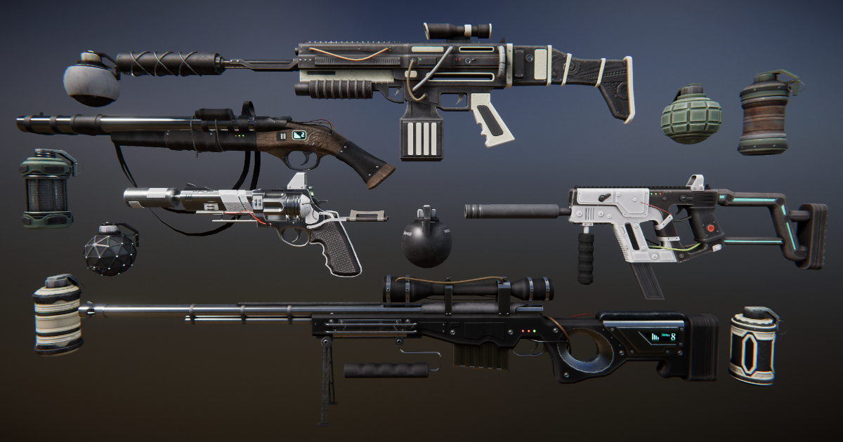 Cyberpunk Weapons Collection | 3D Guns | Unity Asset Store