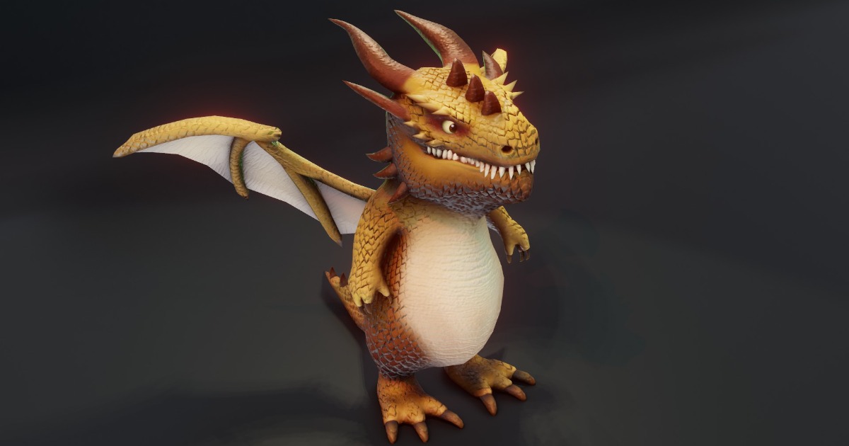 Stylized Brown Dragon 3D Model (Low-Poly, Game-Ready, Animated, Built ...