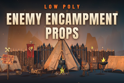 Low Poly Enemy Encampment Props