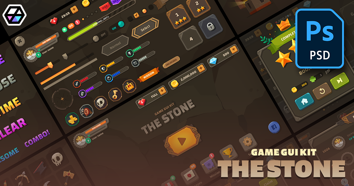 Stone Gui GUI - The Stone | 2D GUI | Unity Asset Store
