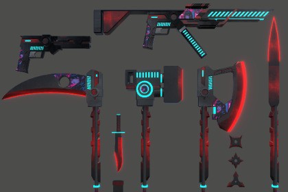 Cyberpunk Energy Weapon Pack – Modular Guns & Melee Weapons