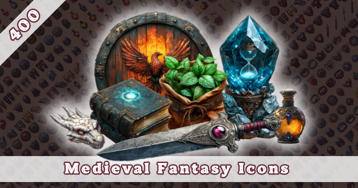 Medieval Fantasy Icons Pack — 400 Unique 2D Icons for RPG and Strategy ...