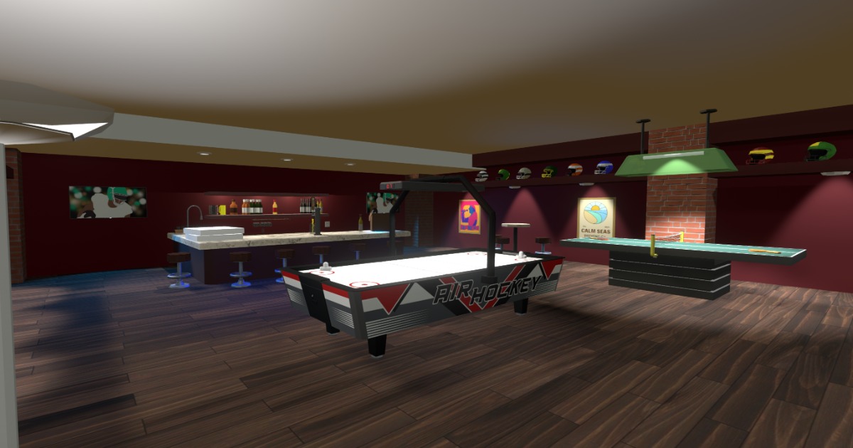 Game Room & Sports Bar Interior – Modular Recreation Environment | 3D ...