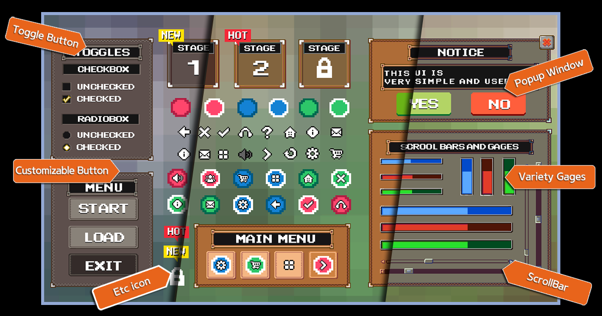 Board Configuration Gui nGarden Retro Board UI Pack | 2D GUI | Unity Asset Store