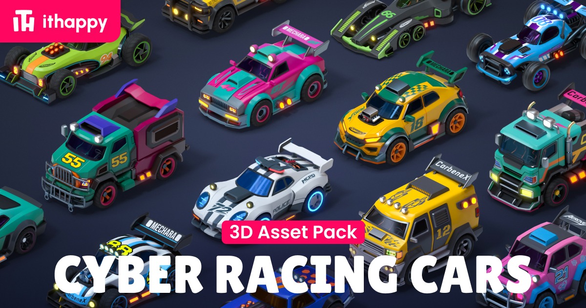 Modular Cyber Racing Cars - Low Poly 3D Models | 3D Vehicles | Unity ...