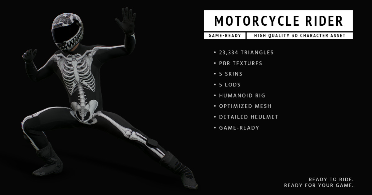 Game-Ready Motorcycle Rider | 3D Humanoids | Unity Asset Store