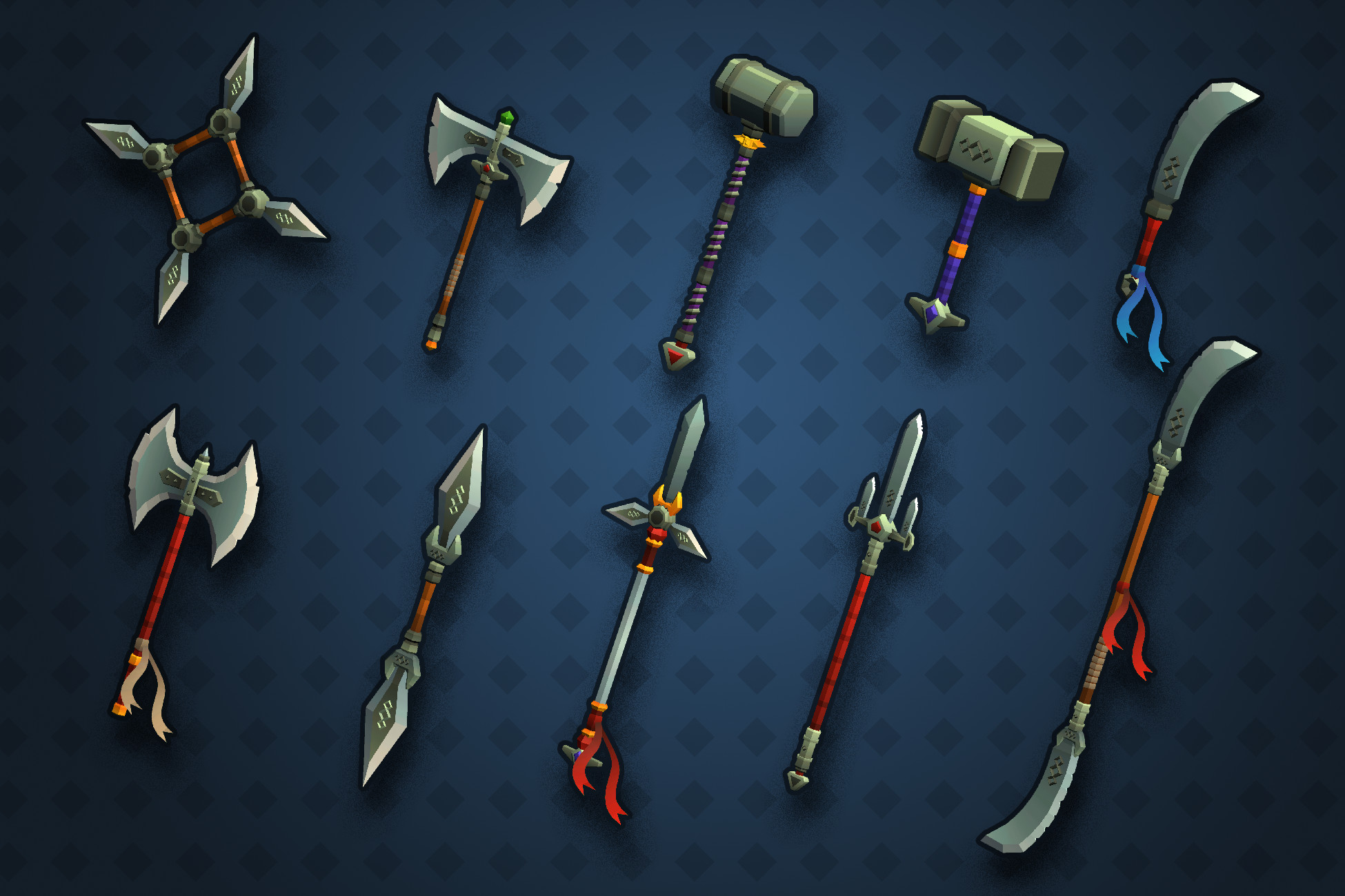 Free Low Poly Modular Medieval Weapons 3D, image 1