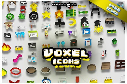 Voxel Icons - 3D pixel art - monogon