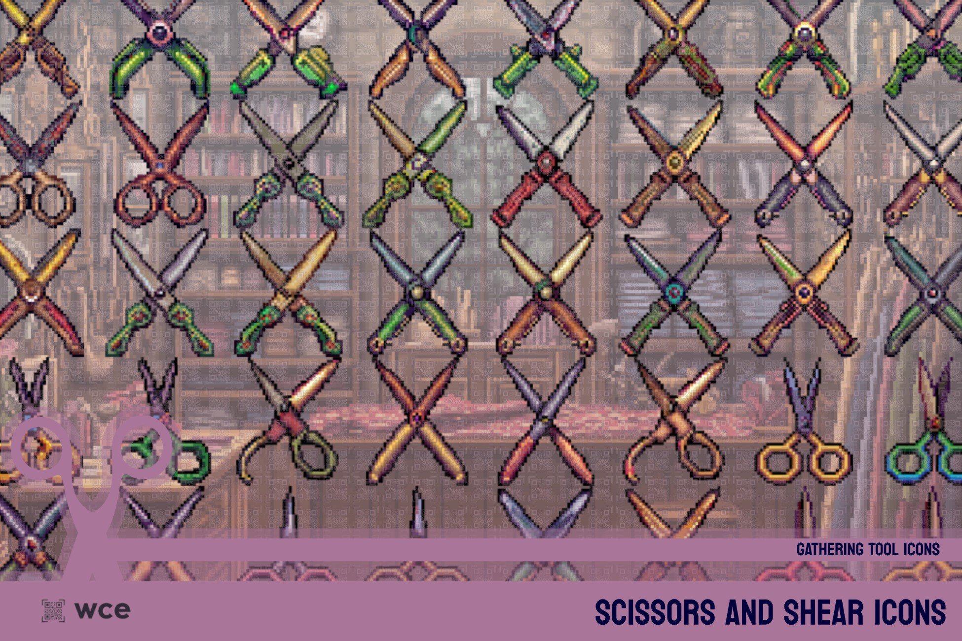 Scissors & Shear Icons - 2D Pixel Gathering Tools and Profession ...