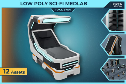 Low Poly Sci-Fi Medlab Pack E-001