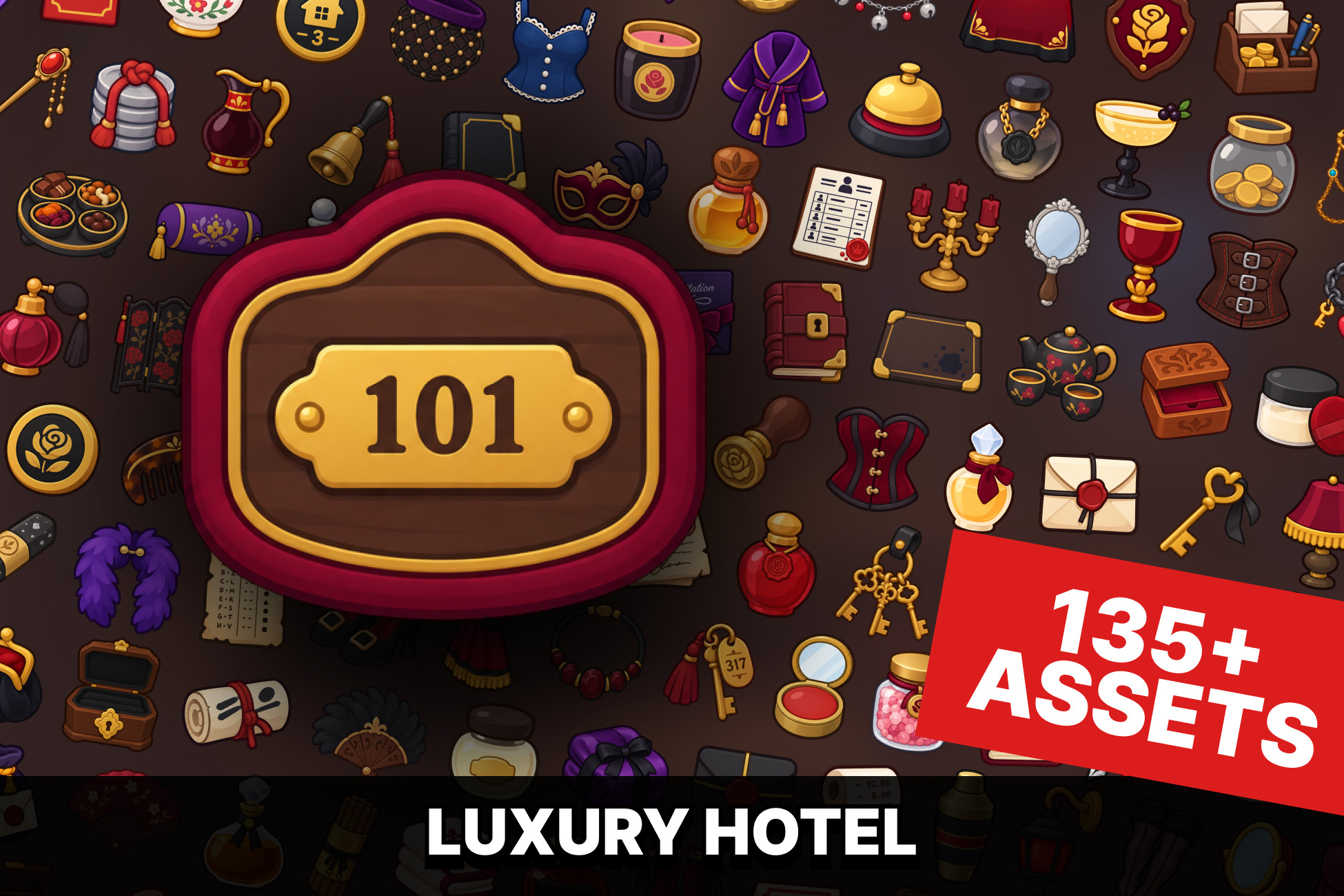Luxury Hotel Boudoir Fashion VIP Guest Amenities Icons Pack