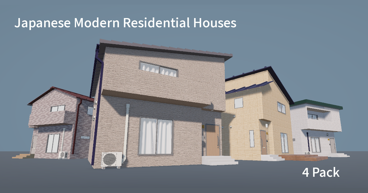 Japanese Modern Residential Houses 4 Pack