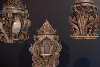 4 Gothic Urns / Vessel / Pots