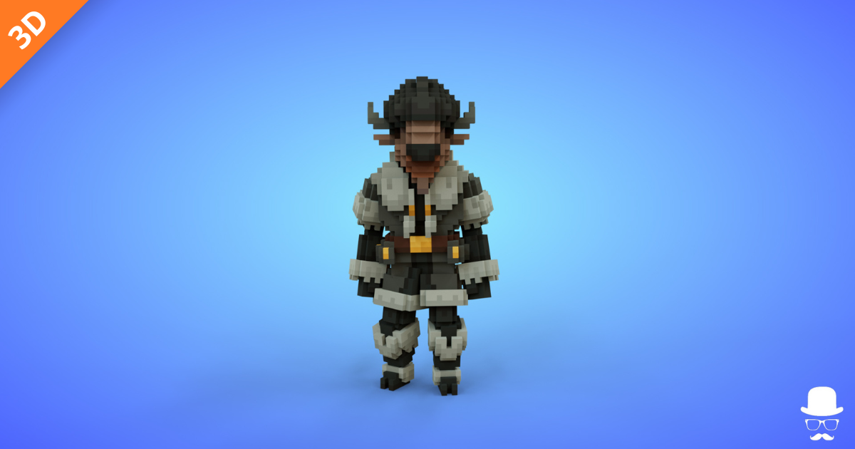 Bison Warrior Voxel Character - 3D Lowpoly Fantasy Creature ...