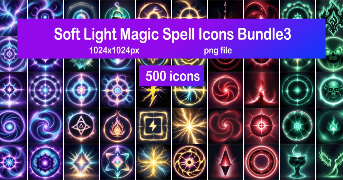 Soft Light Magic Spell Icons Bundle3 | 2D Icons | Unity Asset Store