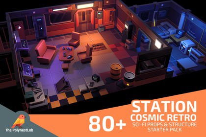 Low Poly Sci-Fi Station / Cosmic Retro