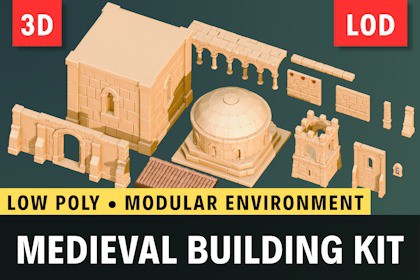 Low Poly Modular Medieval Building Kit