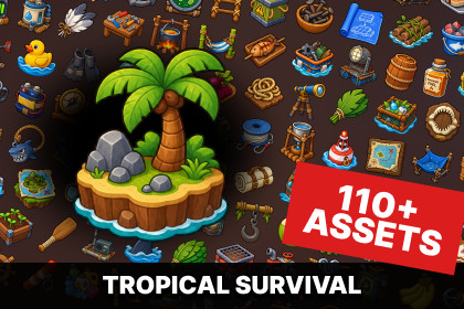 Tropical Survival Coastal Fishing Crafting Resources Icons Pack