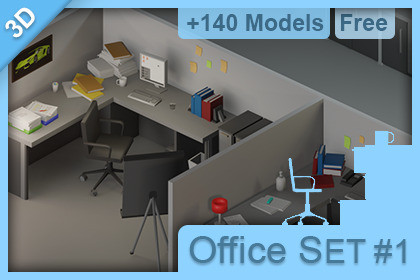 Low-Poly Office Set #1 [+140 Models] [VNB]