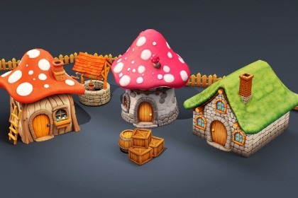 Stylized cartoon houses