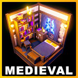 Low Poly Medieval Interior and Constructions