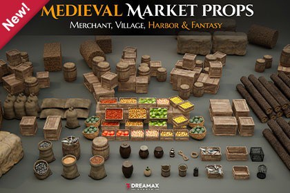 Medieval Market Props - Merchant, Village, Harbor & Fantasy RPG Assets Vol.1