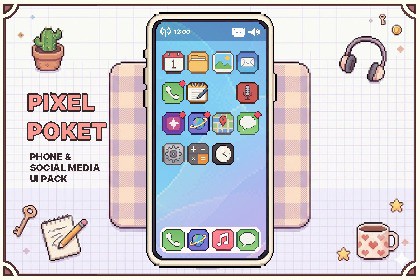 Pixel Pocket — Phone & Social Media UI Pack (+100 Icons)