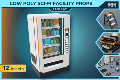 Low Poly Sci-Fi Facility Utility Props Pack F-001