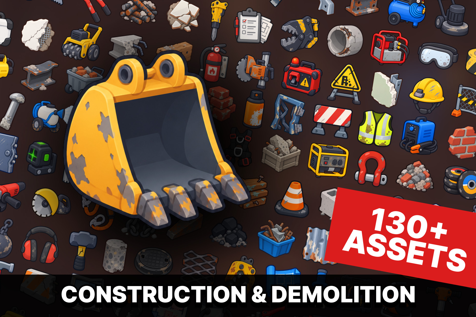 Construction Demolition Tools Heavy Machinery Building Icons Pack