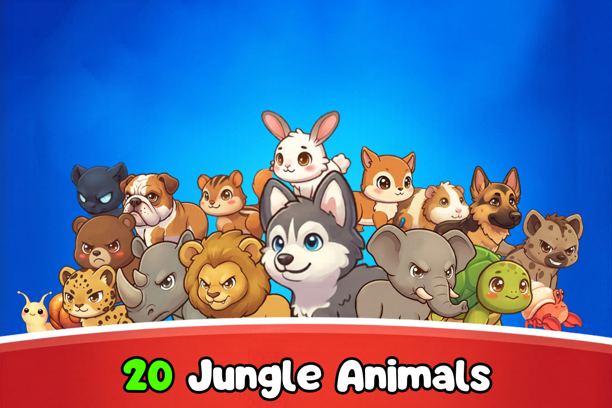20 Jungle Animals - 2D Animated Character