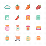 Cute Pixel Food and Shopping Icon Pack