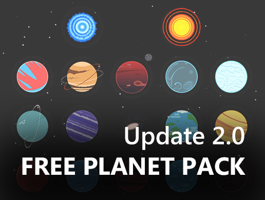 Planets with Space Background in Flat Style | 2D Textures & Materials ...