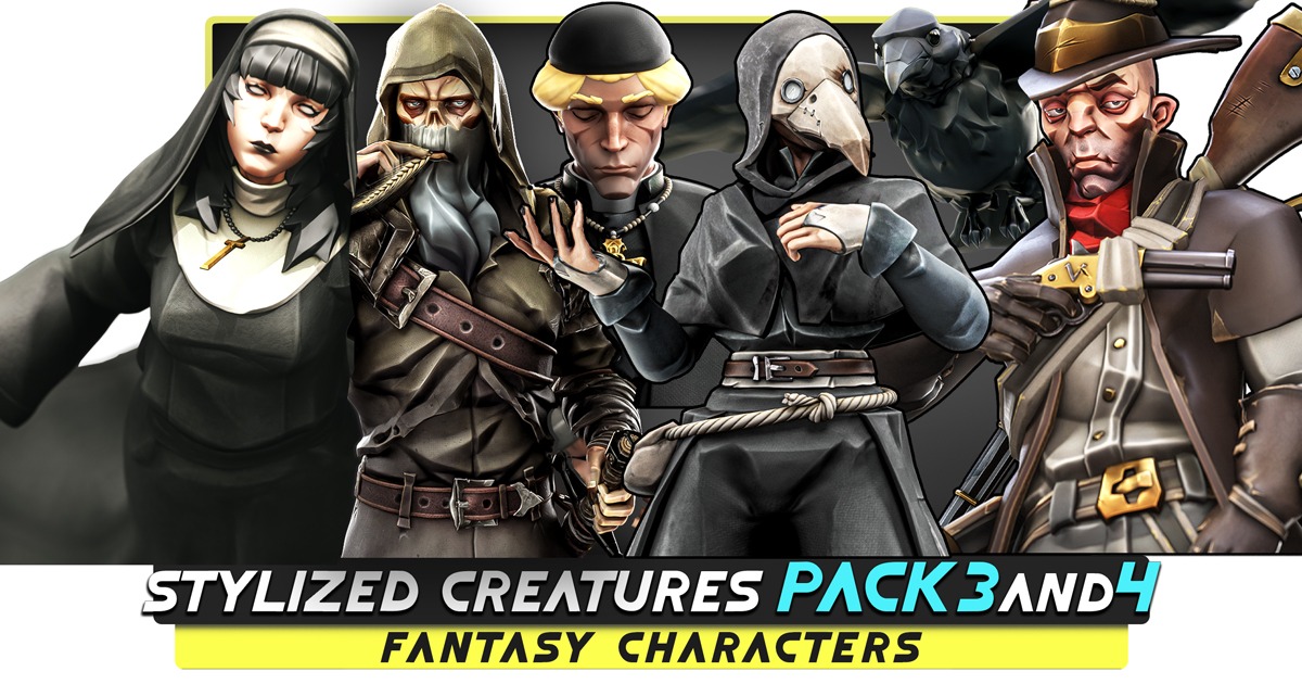 Pack 3 and 4 - Stylized Fantasy Creatures - #82 | 3D Creatures | Unity ...