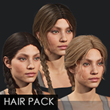 Realistic female hairstyles, pack #2 | Rigged hair, game-ready, low-poly