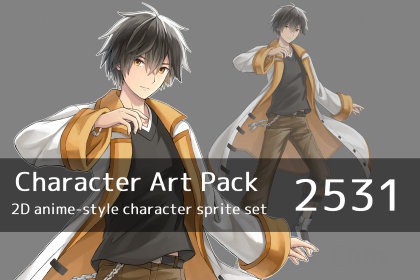 Anime Character Art Pack: 2531 - Image: Man, modern, student, casual
