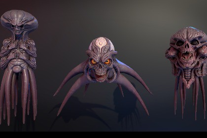 3 Flying Monsters with Procedural Animations