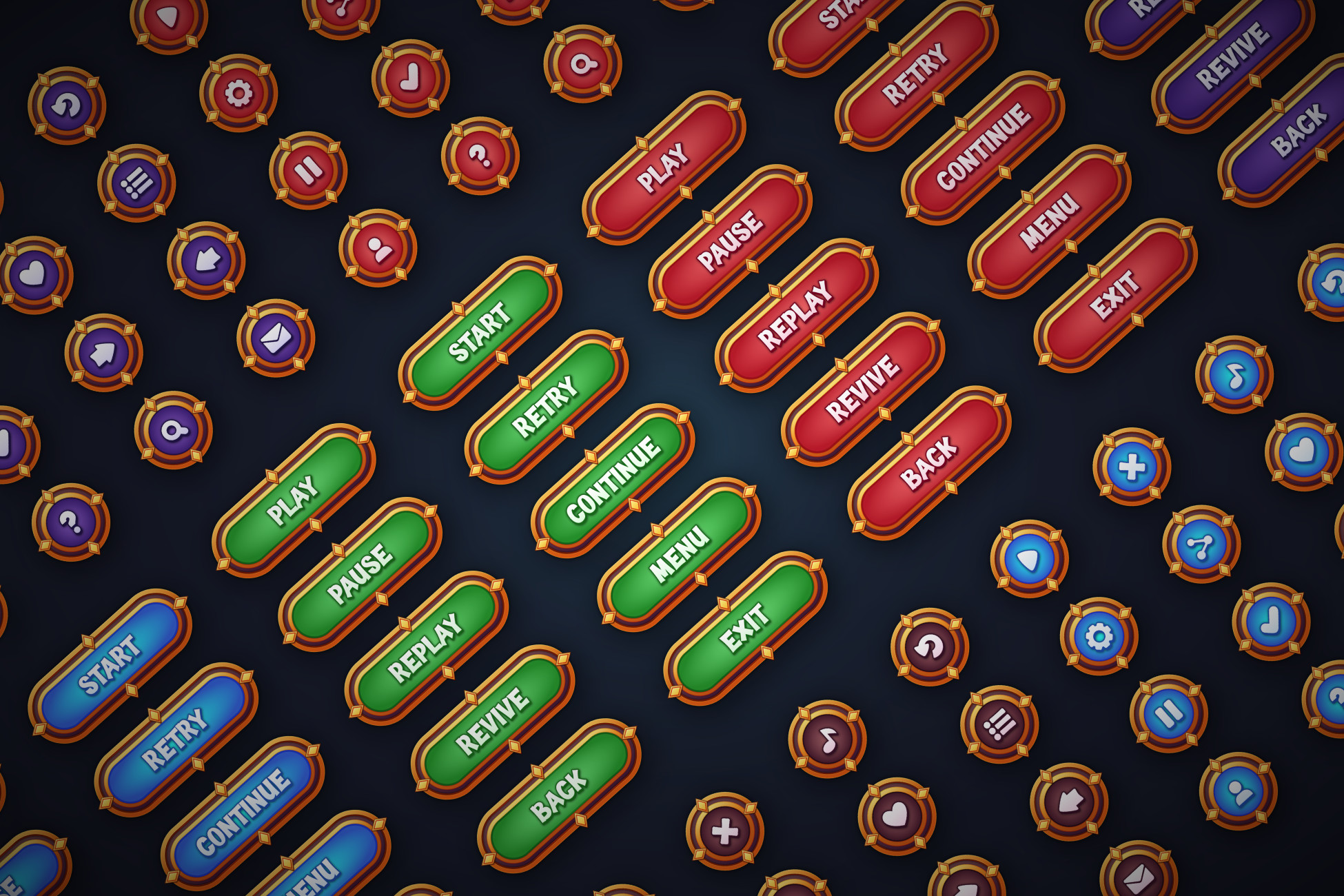 Game Buttons Pack 9 - Cartoon Style Buttons kit for Casual Games | 2D ...