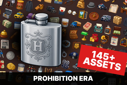 Prohibition Era Crime Mafia Detective Vintage City Icons Pack