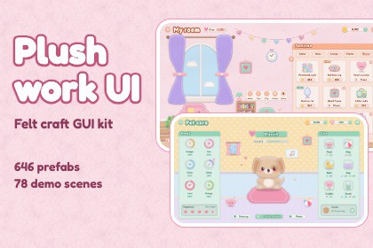Plushwork UI: Felt Craft GUI Kit | 640+ Prefabs, 78 Cozy Demo Scenes
