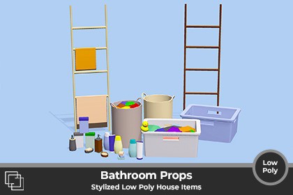 Bathroom Props - Stylized Low Poly House Items
