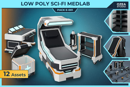 Low Poly Sci-Fi Medlab Pack E-001