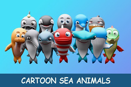 Cartoon sea ​​animals