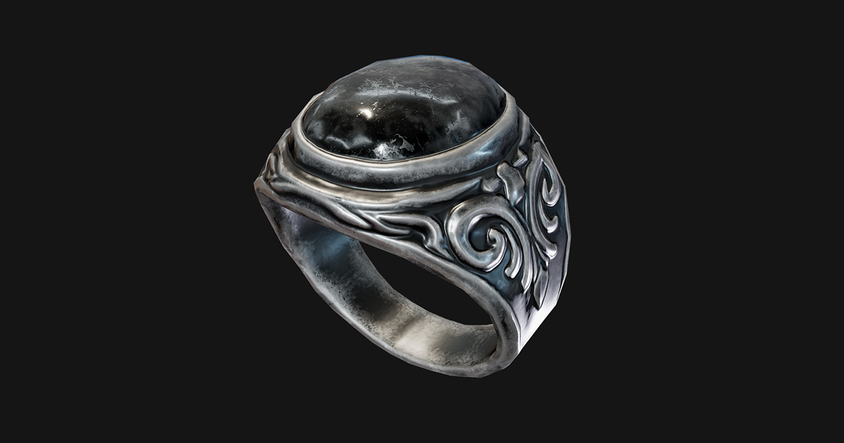 Ring Unity Asset Ornate Black Stone Signet Ring Game-Ready 3D Model | Props | Unity ...