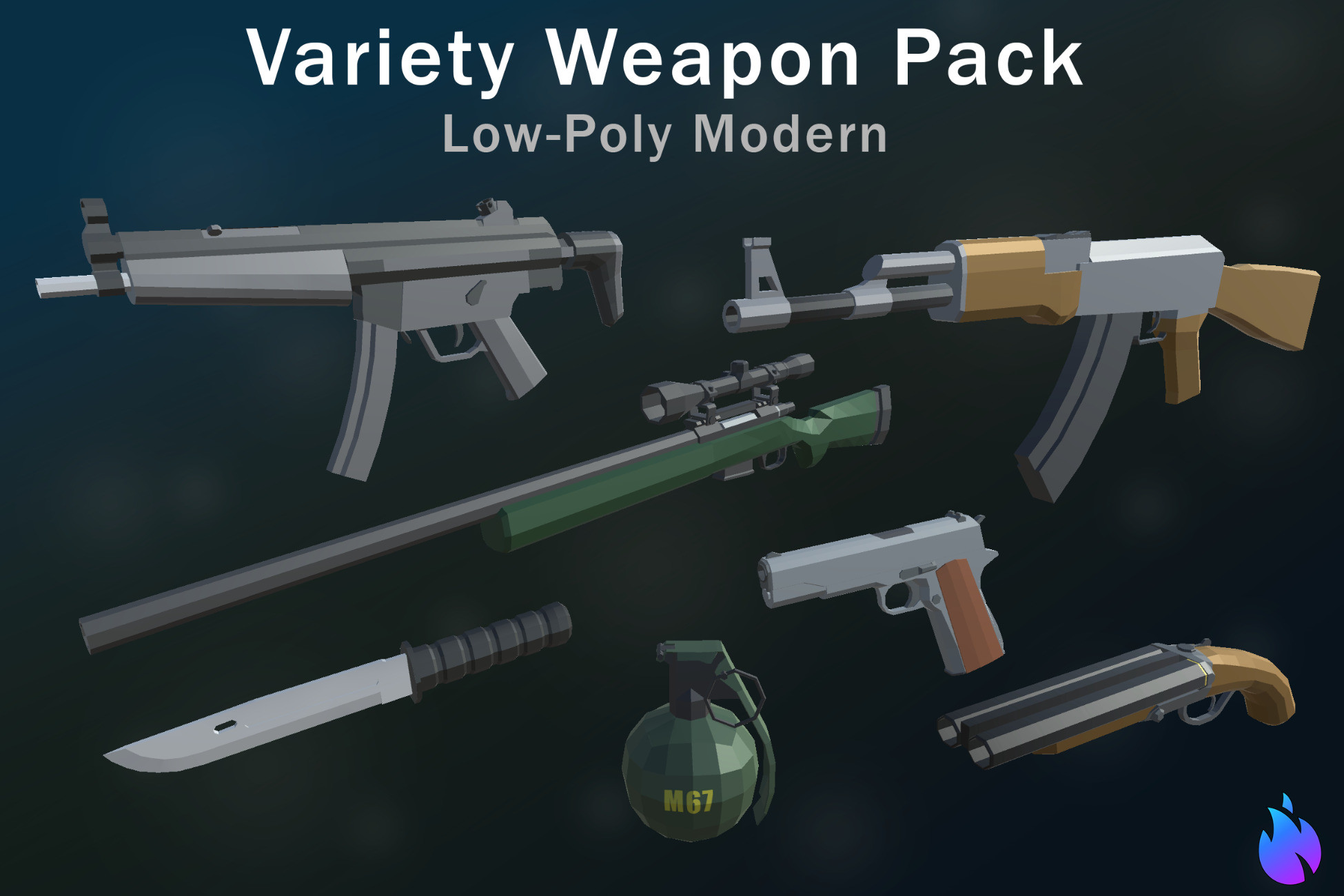 Variety Low-Poly Weapon Pack 001 - Modern | 3D Guns | Unity Asset Store